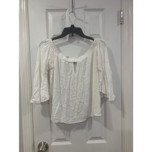 Ruffle Long Sleeve Off Shoulder White Chiffon Blouse Size M from Charlotte Russe